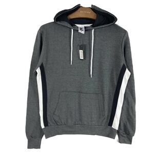 Nwt LIQUID ENERGY Hoodie M Grey/Charcoal Stripe White&Black Drawstring Pockets